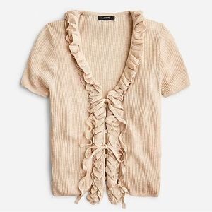 J.Crew Silk-Cashmere Ruffle Tie-Front Sweater-Top